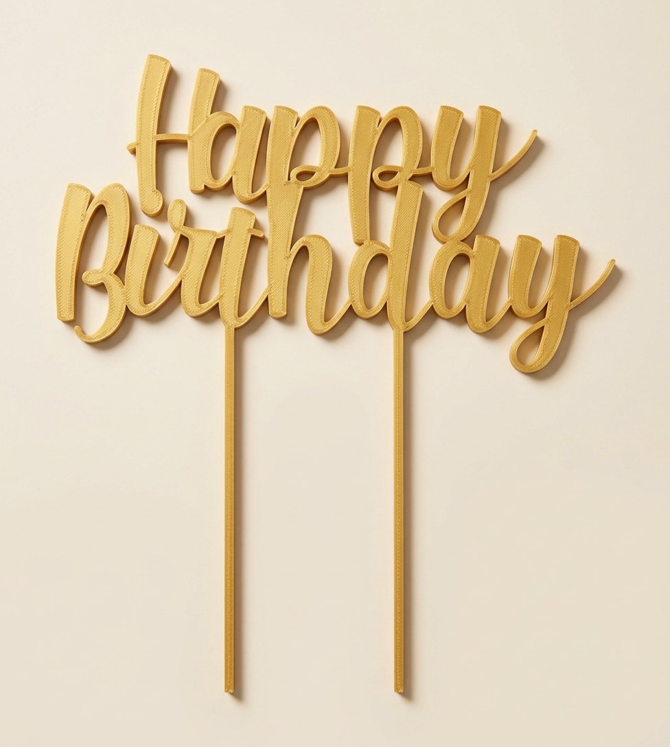 Topper de Tarta "Happy Birthday" Elegante