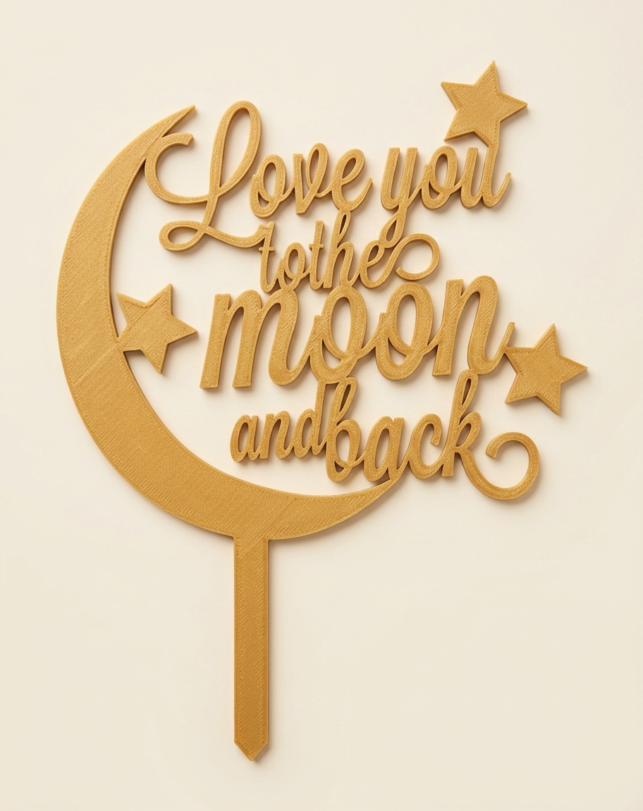 Topper de Tarta "Love You to the Moon" - Decoración Romántica